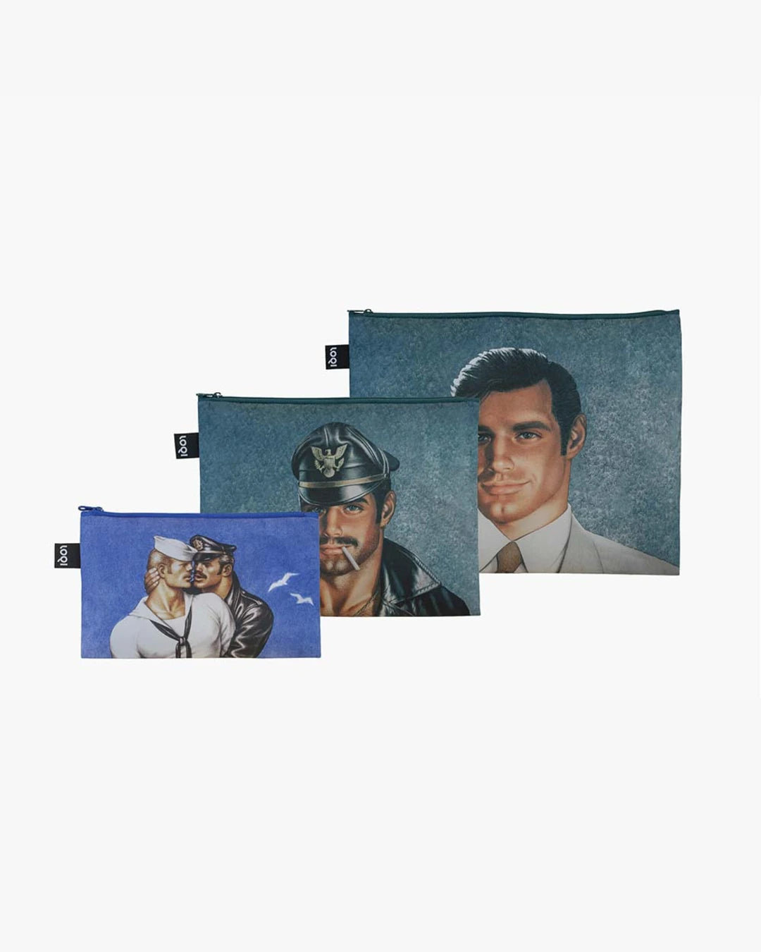 Day & Night, Bon Voyage by TOM OF FINLAND Set of 3 Recycled Zip Pockets | LOQI | Packing + Organising