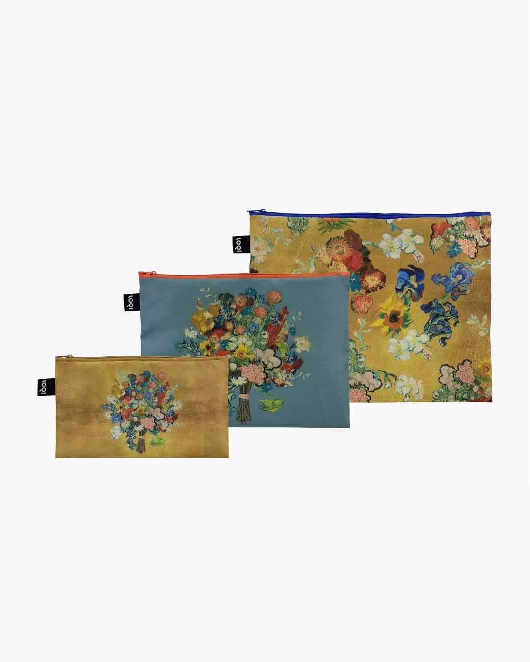 Bouquet & Flower VAN GOGH Museum Set of 3 Recycled Zip Pockets | LOQI | Packing + Organising