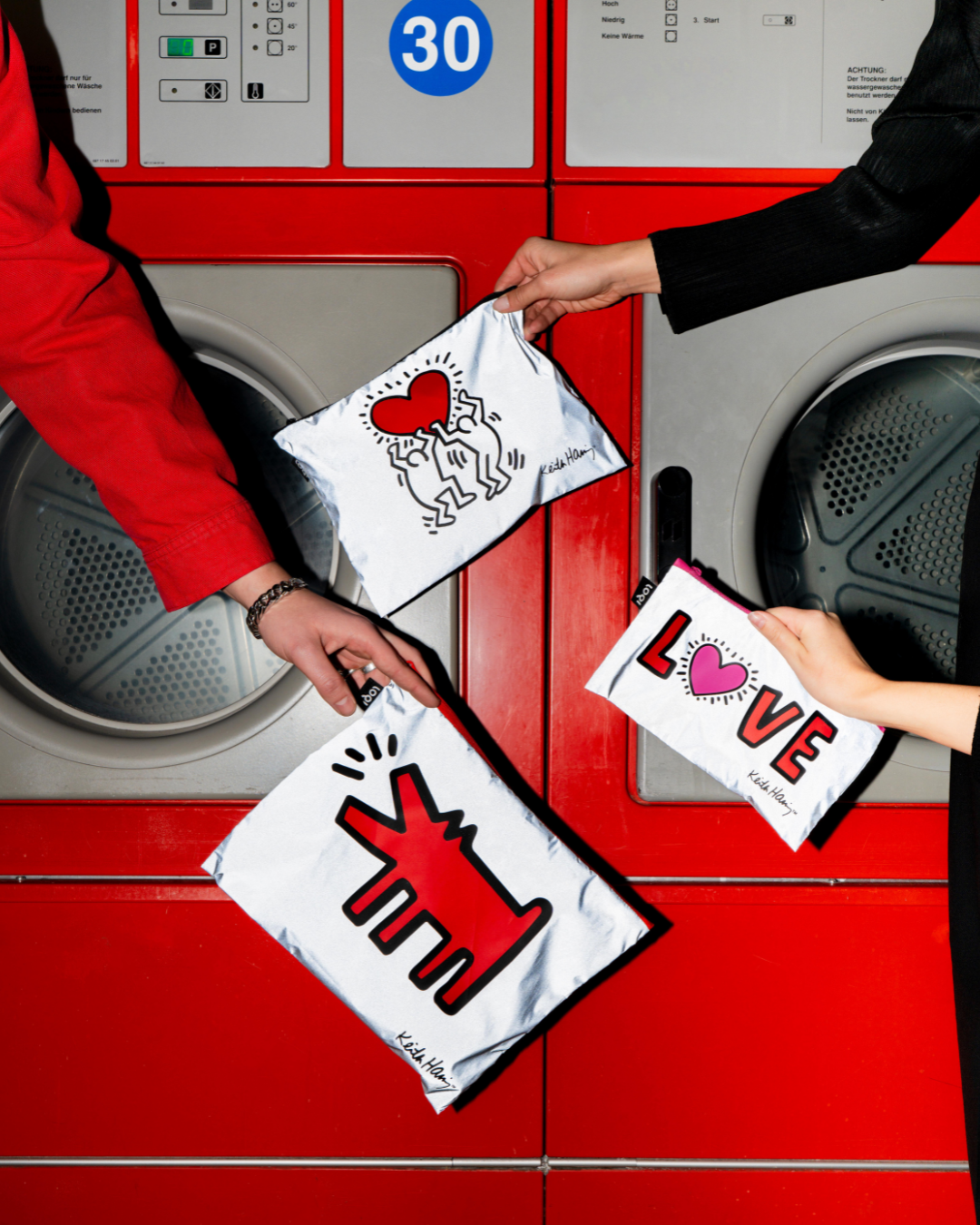 Dog, Heart & Love Reflective Zip Pockets by Keith Haring