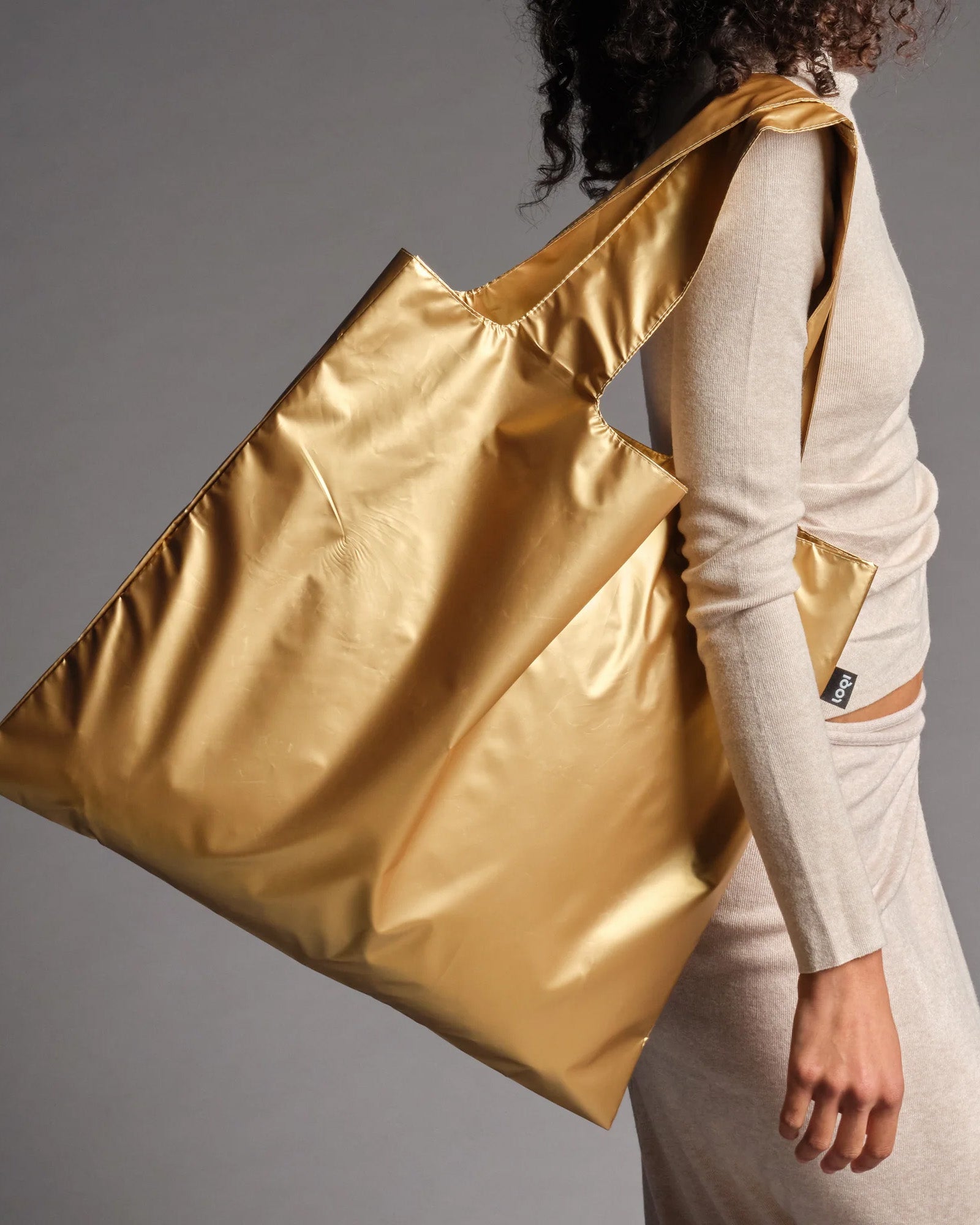 Metallic Matt Gold Reusable Bag | LOQI | Shopping Tote Bag