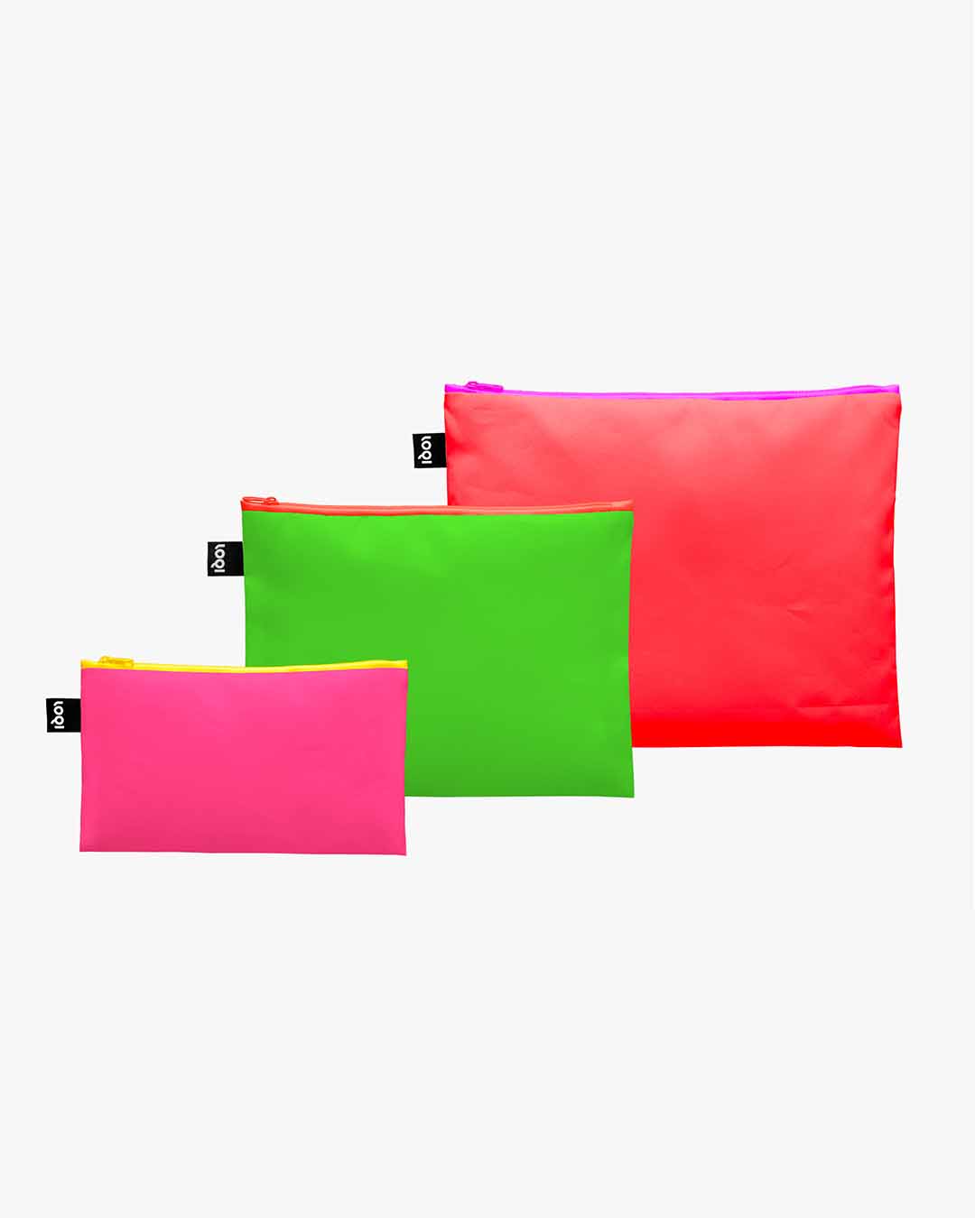 Neon Set of 3 Recycled Zip Pockets | LOQI | Packing + Organising