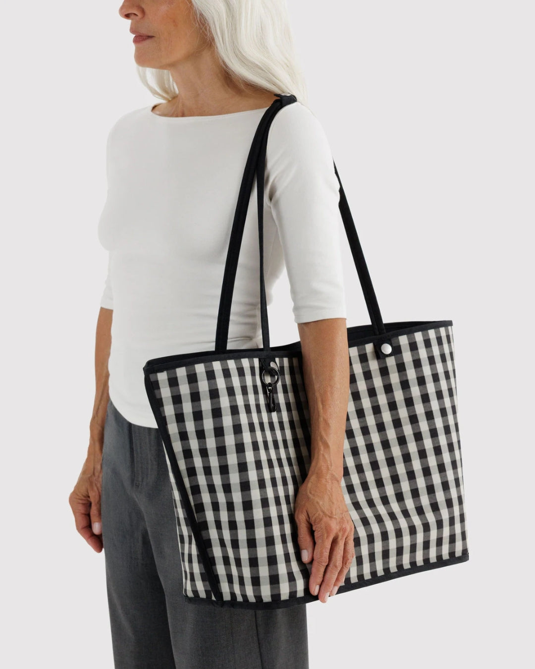 Black Mix Large Nylon Reversible Tote | BAGGU | Large Nylon Reversible Tote