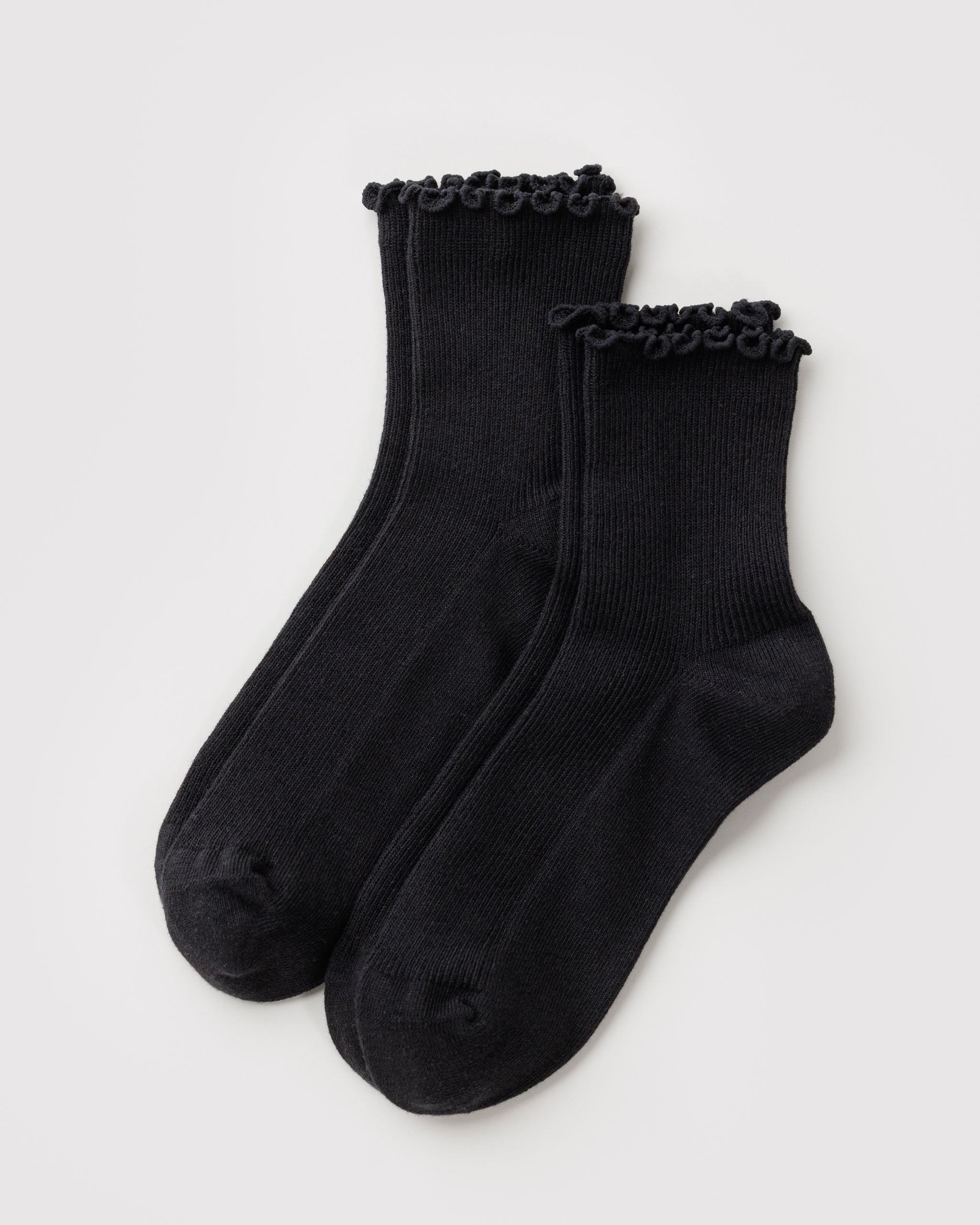 Black Lettuce Edge Sock Set of 2