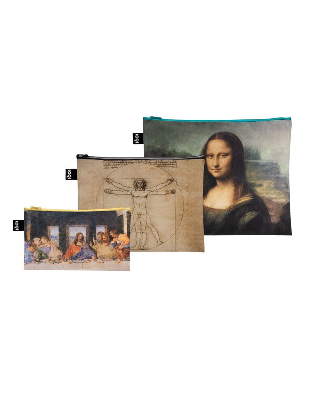Leonardo da Vinci Set of 3 Recycled Zip Pockets | LOQI | Packing + Organising