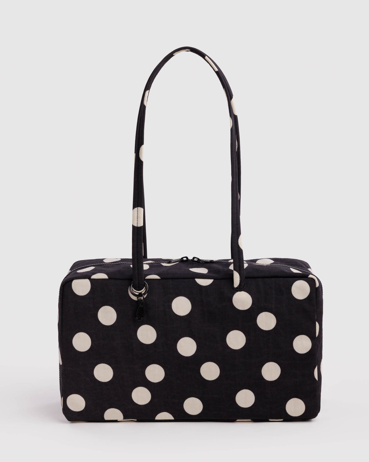 Black and Cream Polka Dot Medium Nylon Bowler Bag | BAGGU | Medium Nylon Bowler Bag