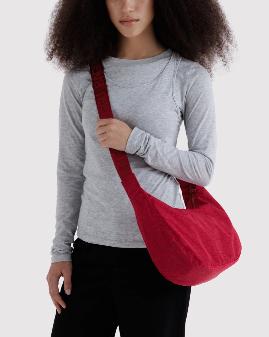 Cherry Medium Nylon Crescent Bag | BAGGU | Medium Nylon Crescent Bag