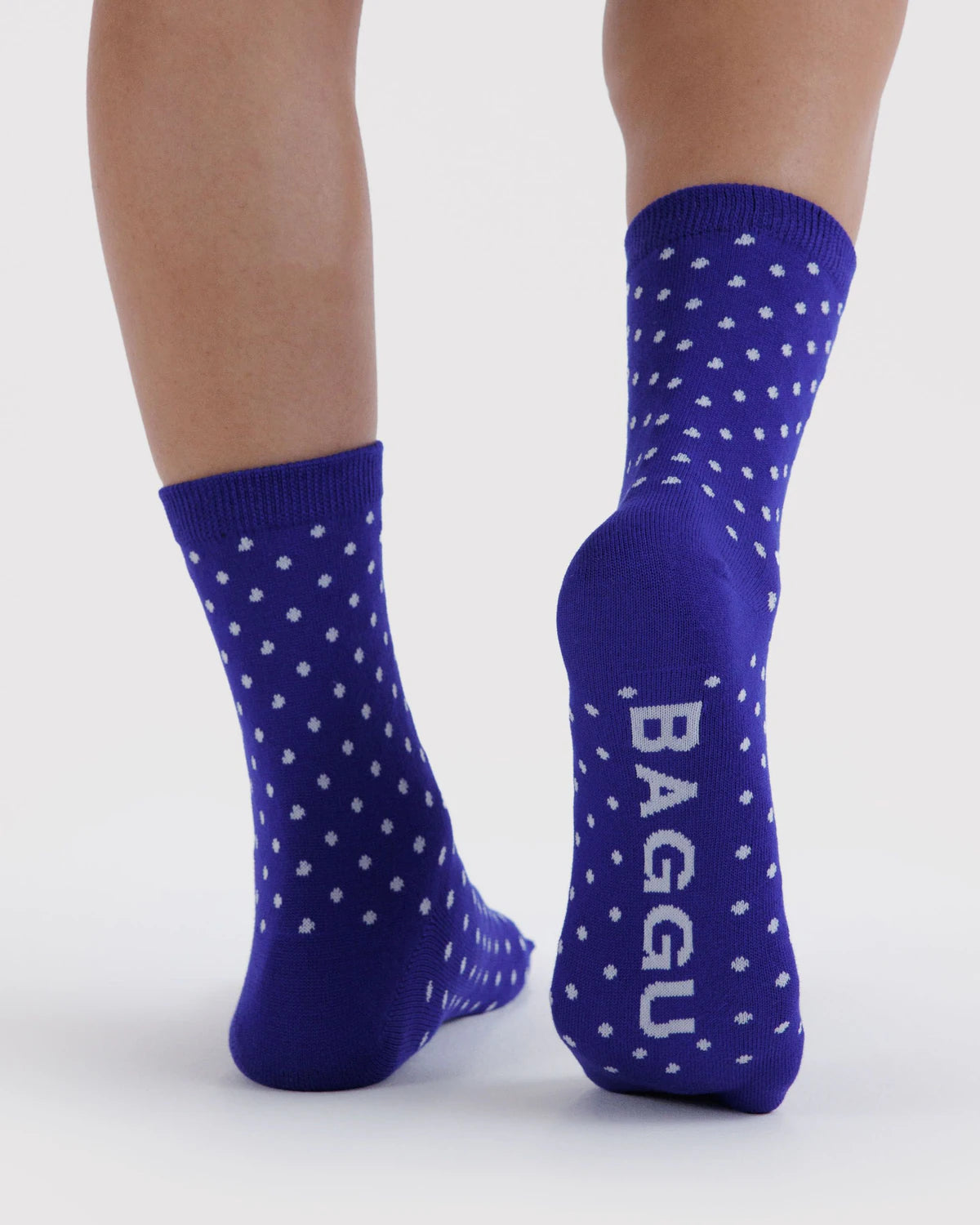 Micro Blue and White Polka Dot Crew Sock