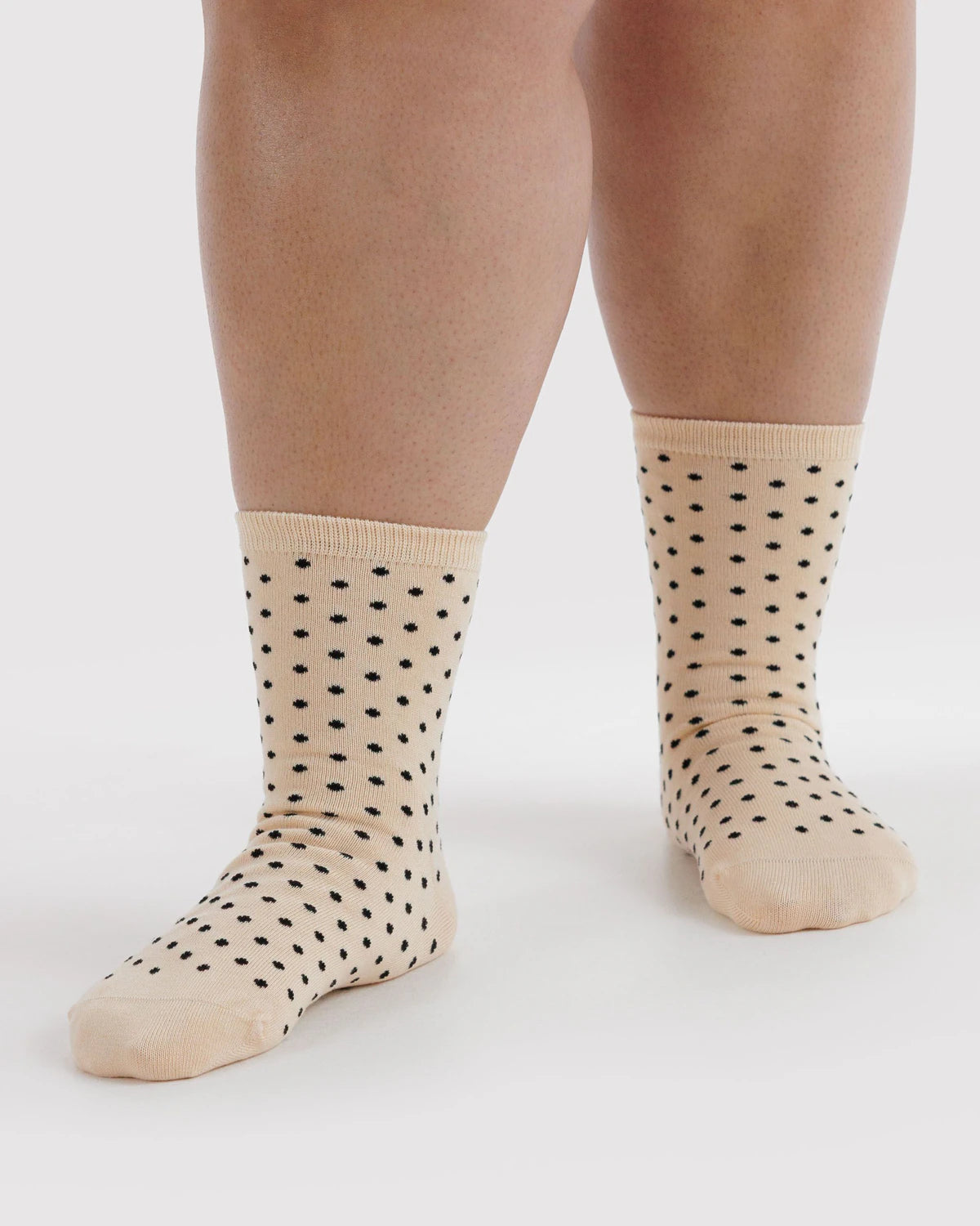 Micro Cream and Black Polka Dot Crew Sock