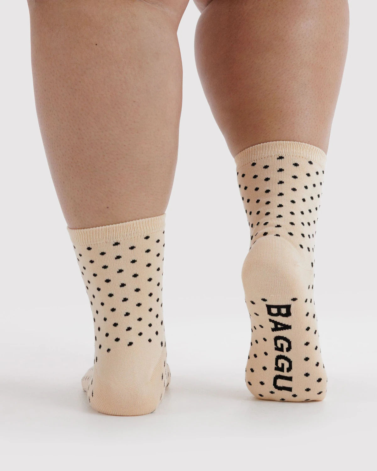 Micro Cream and Black Polka Dot Crew Sock