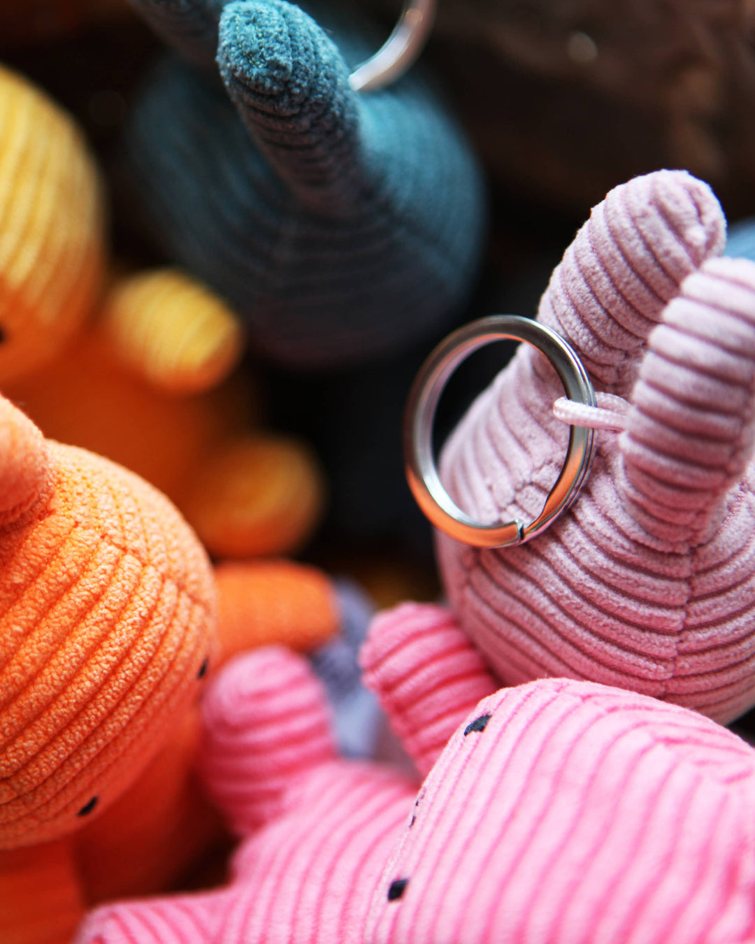 Close-up of Miffy keychains