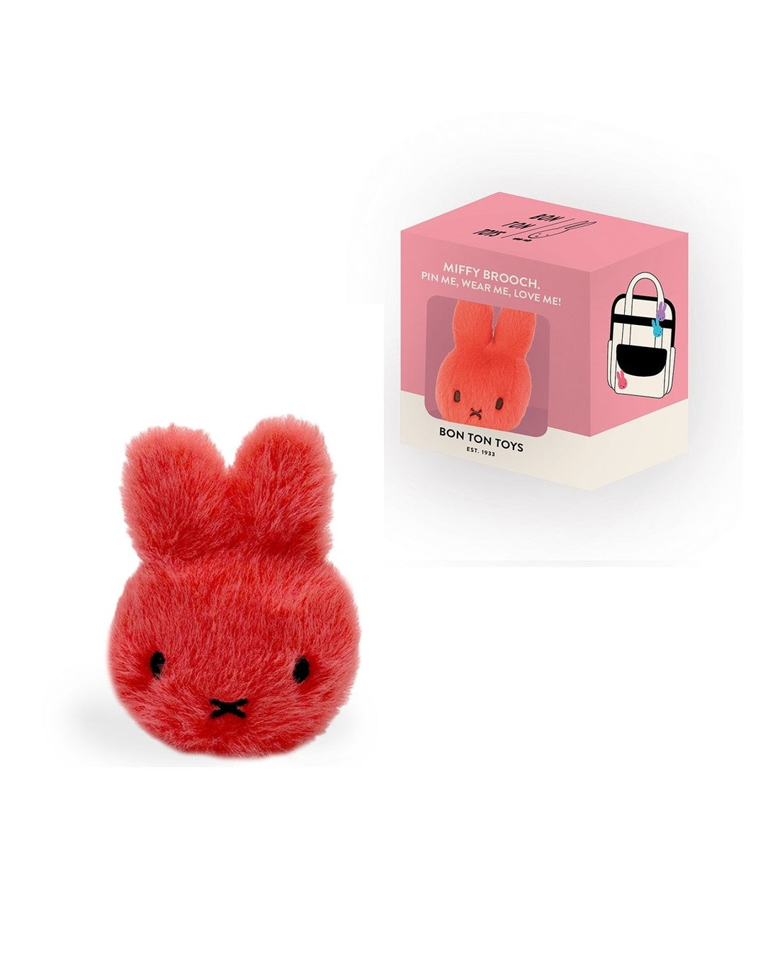 Miffy ECO Fuzzy Brooch in Giftbox in Bright Coral | Miffy Brooch