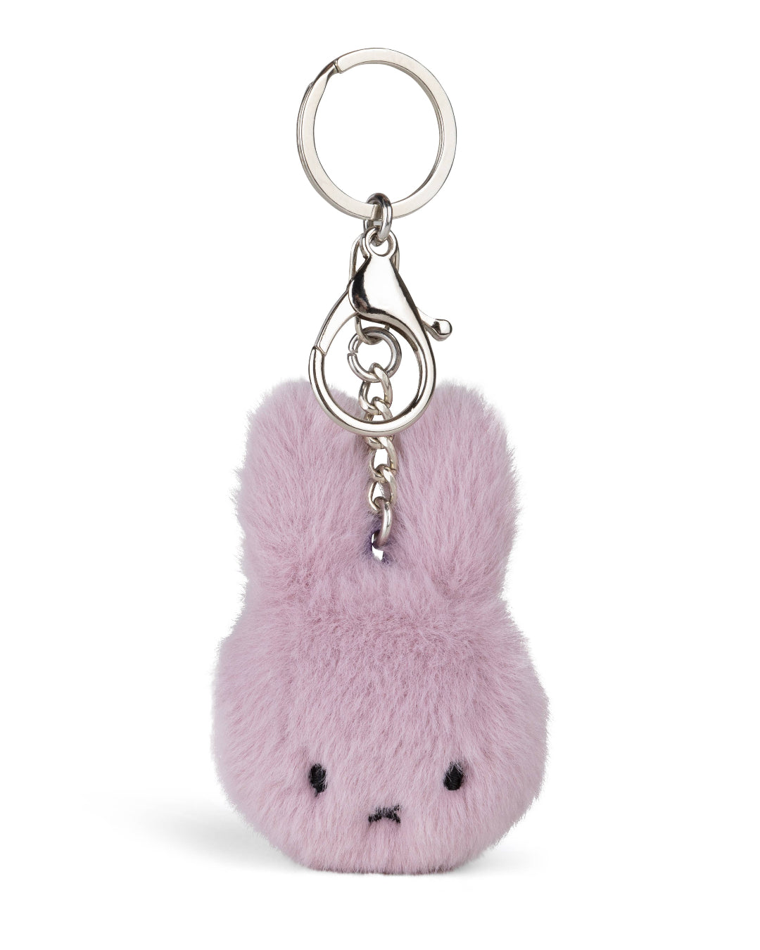 Pink MIffy Plush keychain on a white background