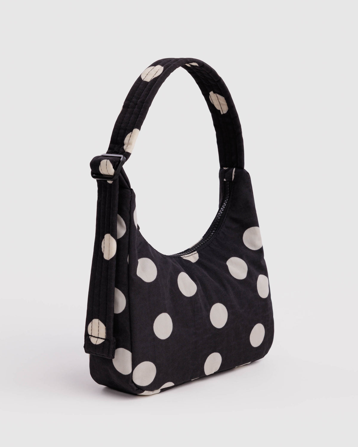Black and Cream Polka Dot Mini Nylon Shoulder Bag | BAGGU | Mini Nylon Shoulder Bag