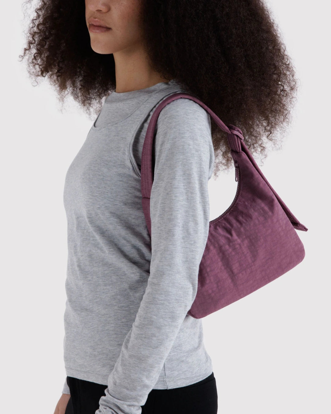 Wild Plum Mini Nylon Shoulder Bag | BAGGU | Mini Nylon Shoulder Bag