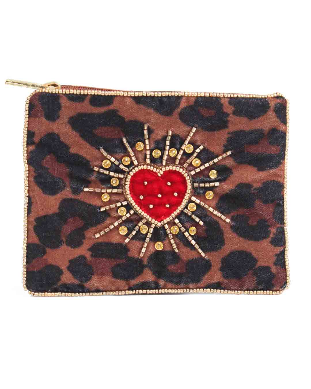 Leopard Heart Burst Small Pouch