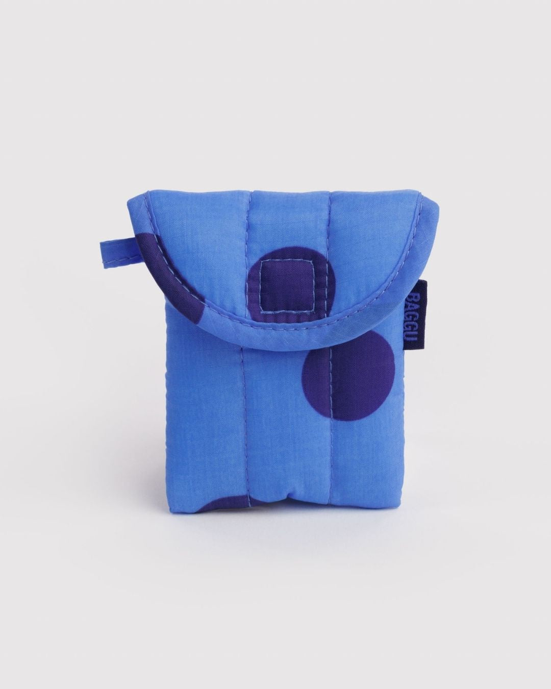Blue Polka Dot Puffy Earbuds Case