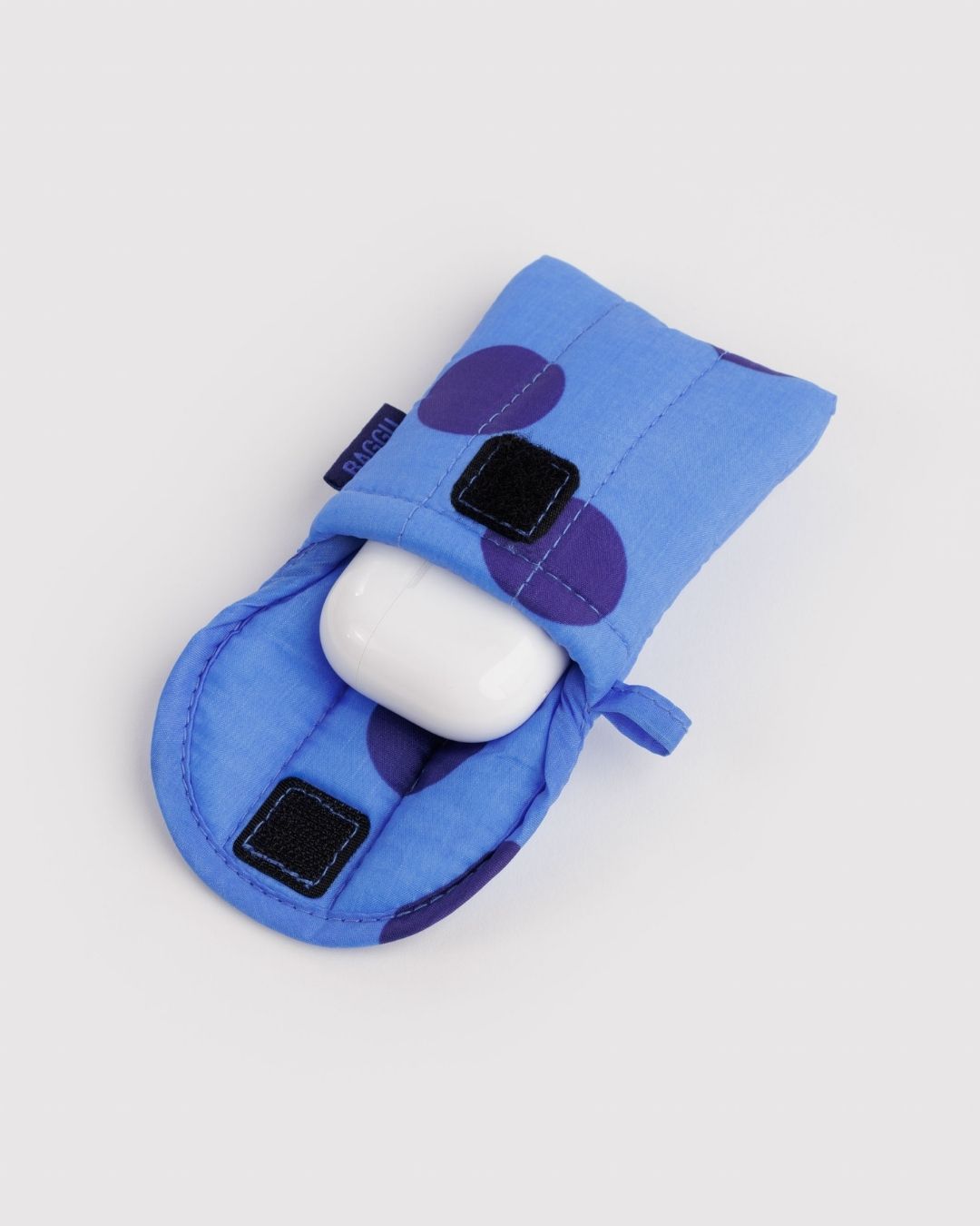 Blue Polka Dot Puffy Earbuds Case