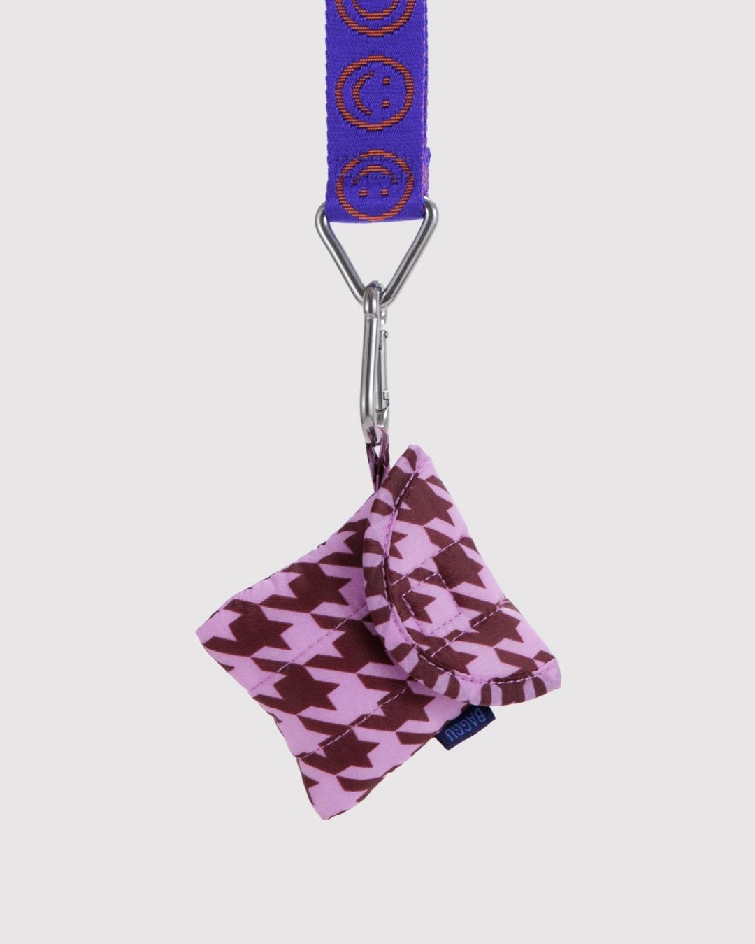 Pink Houndstooth Puffy Earbuds Case