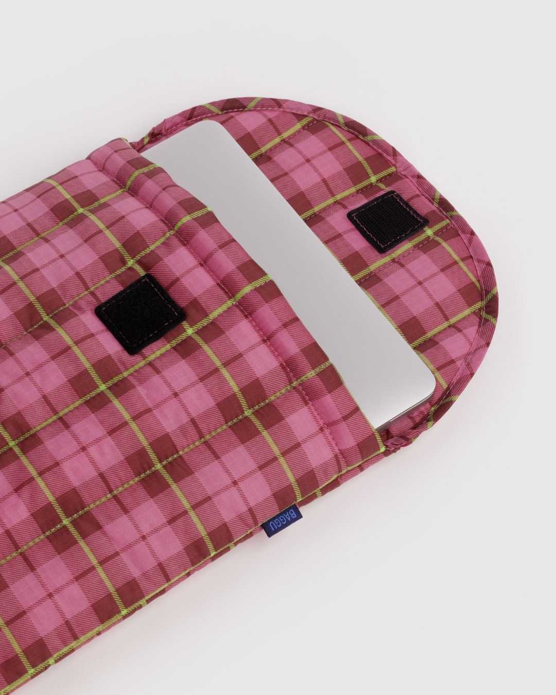 Azalea Pink Tartan Puffy Laptop Sleeve 13"/14"