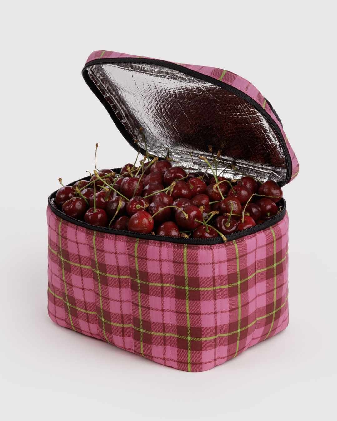 Azalea Pink Tartan Puffy Lunch Bag