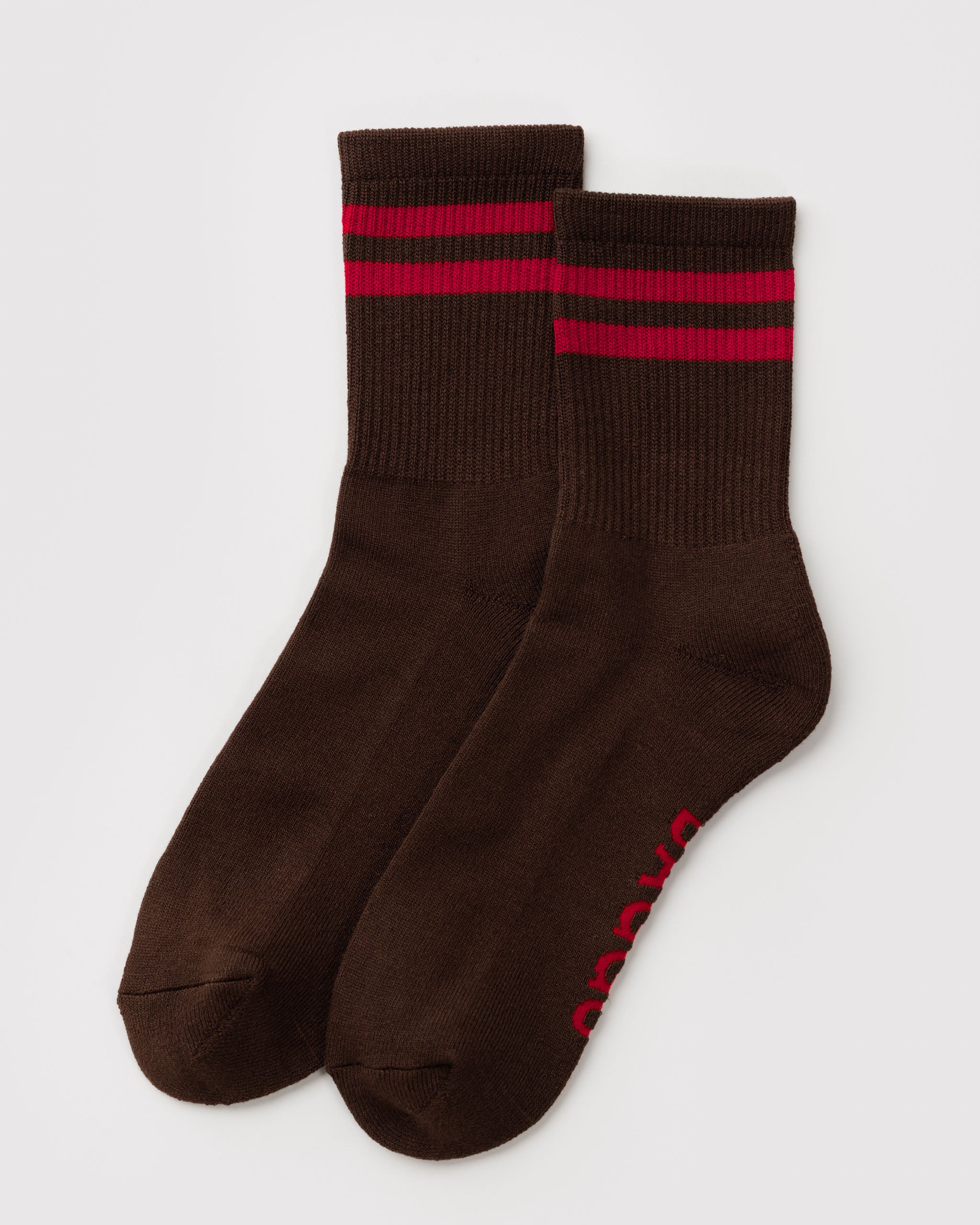 Coffee Stripe Ribbed Sock