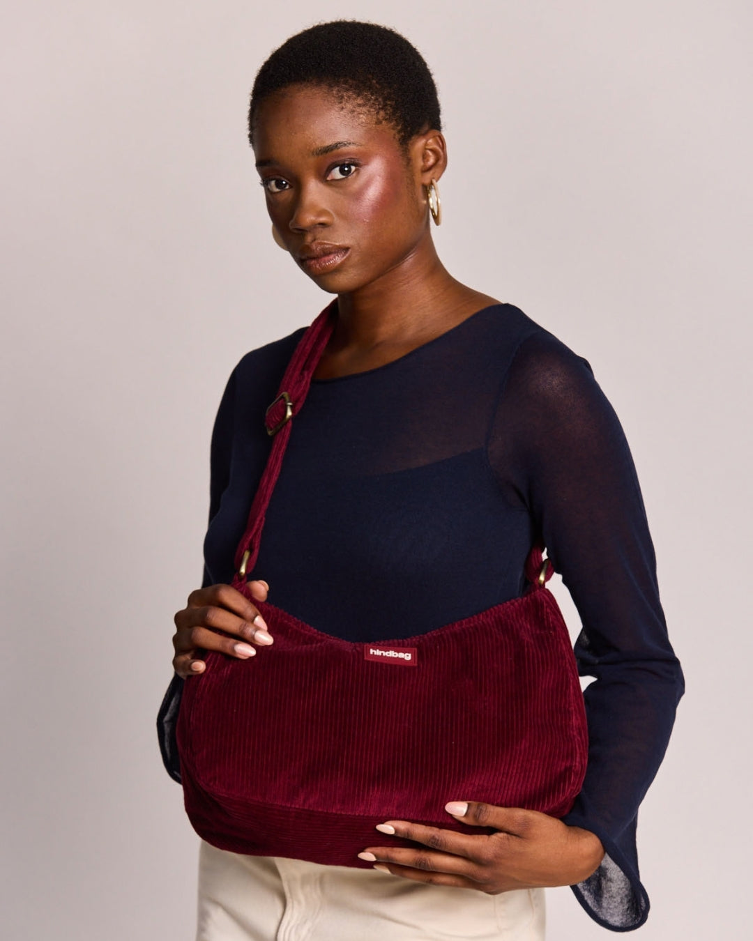 Burgundy Corduroy Rosa Shoulder Bag hindbag