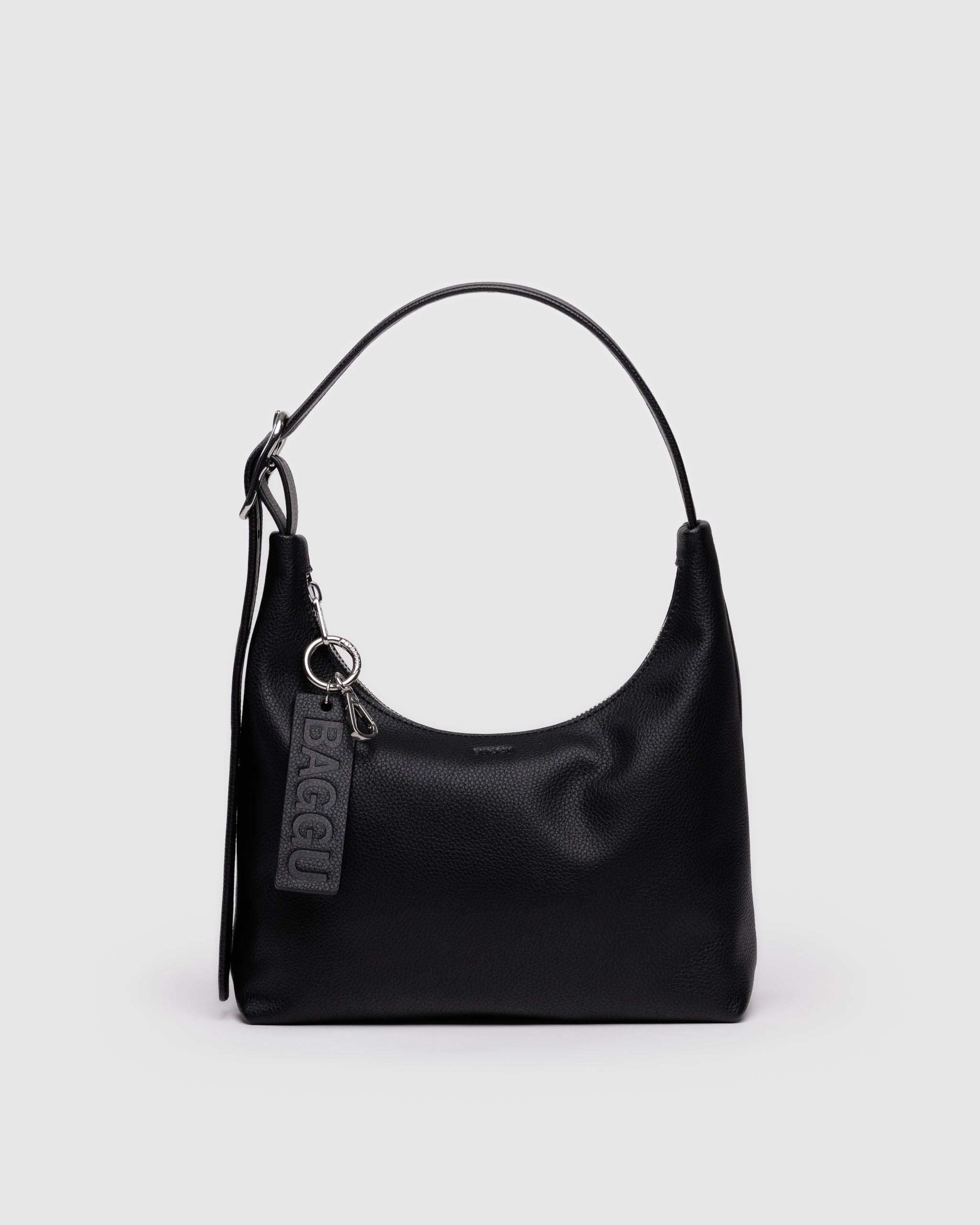Black mini recycled leather shoulder bag | BAGGU | Shoulder + Crossbody Bag