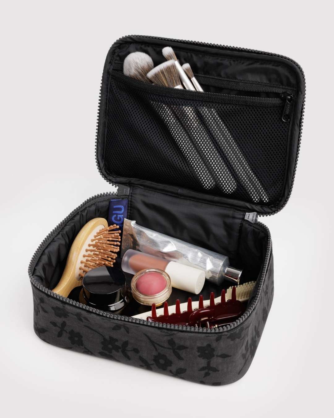 Charcoal Ditsy Floral Small Cosmetic Case