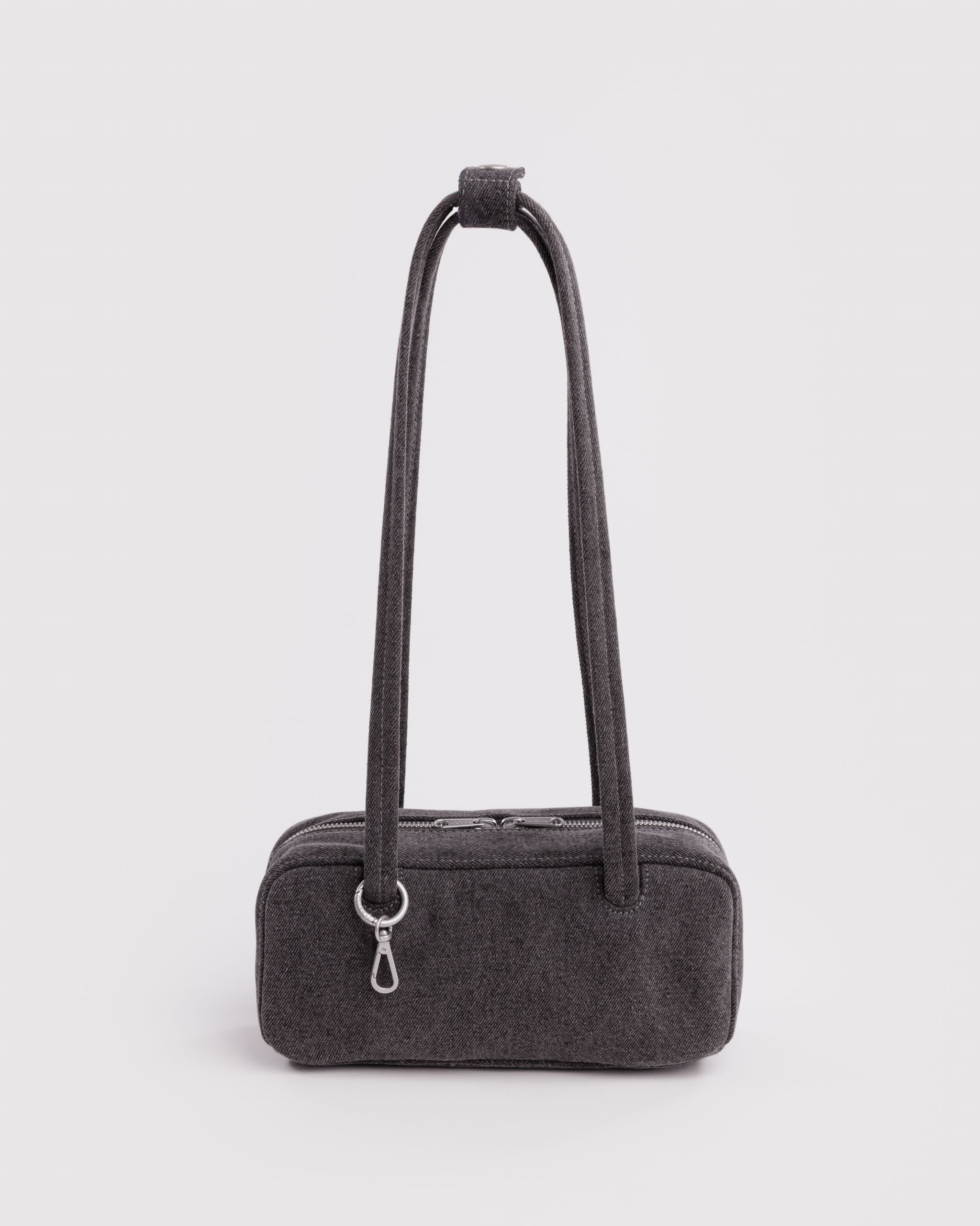 Washed Black Denim Small Bowler Bag