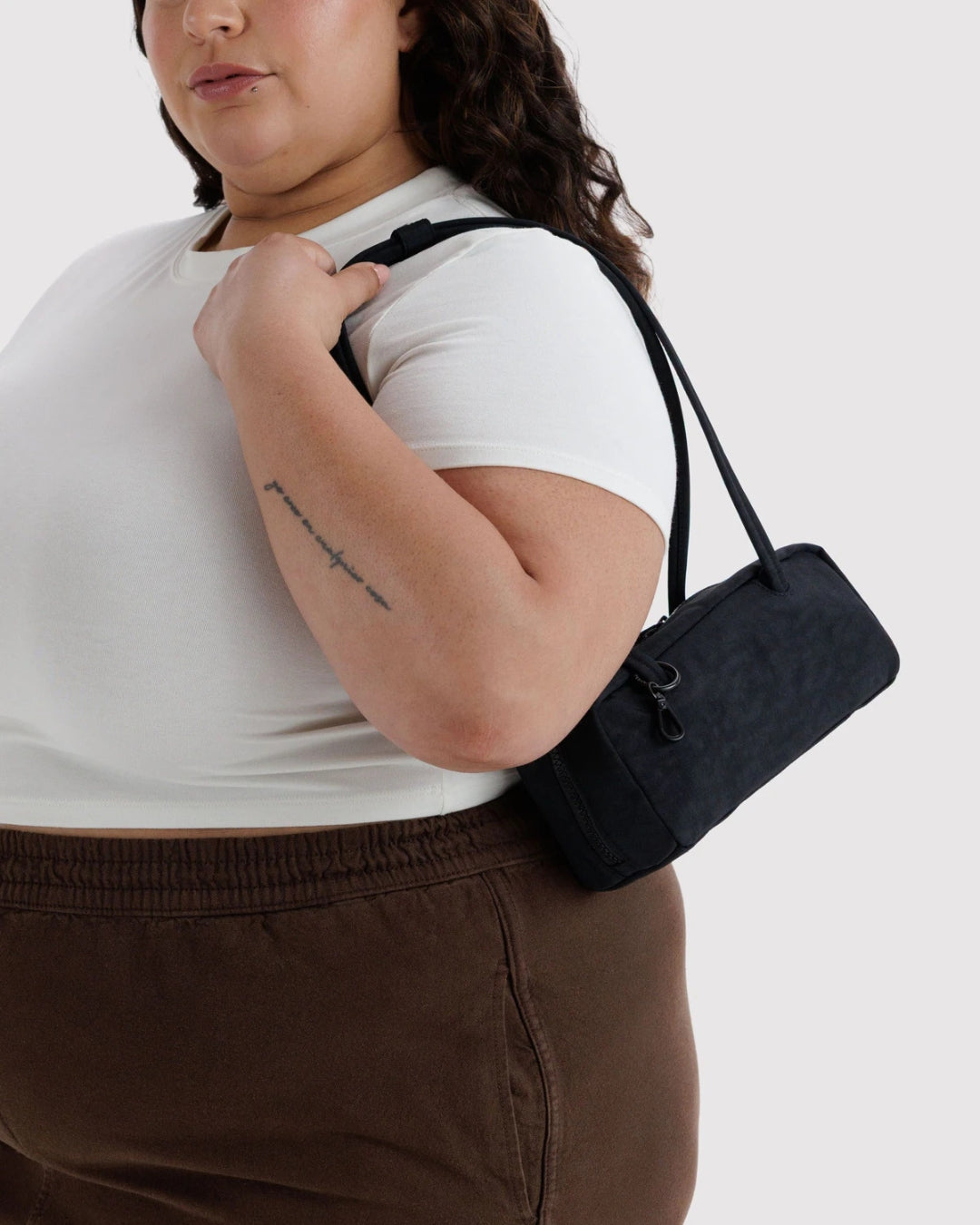 Black Small Nylon Bowler Bag | BAGGU | Small Nylon Bowler Bag