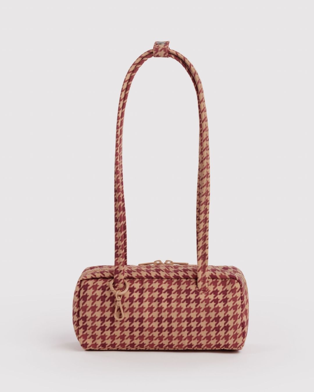 Tan Houndstooth Small Nylon Bowler Bag