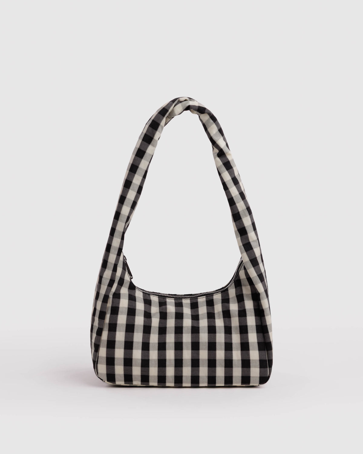 Black and Cream Gingham Small Nylon Meringue Bag | BAGGU | Small Nylon Meringue Bag