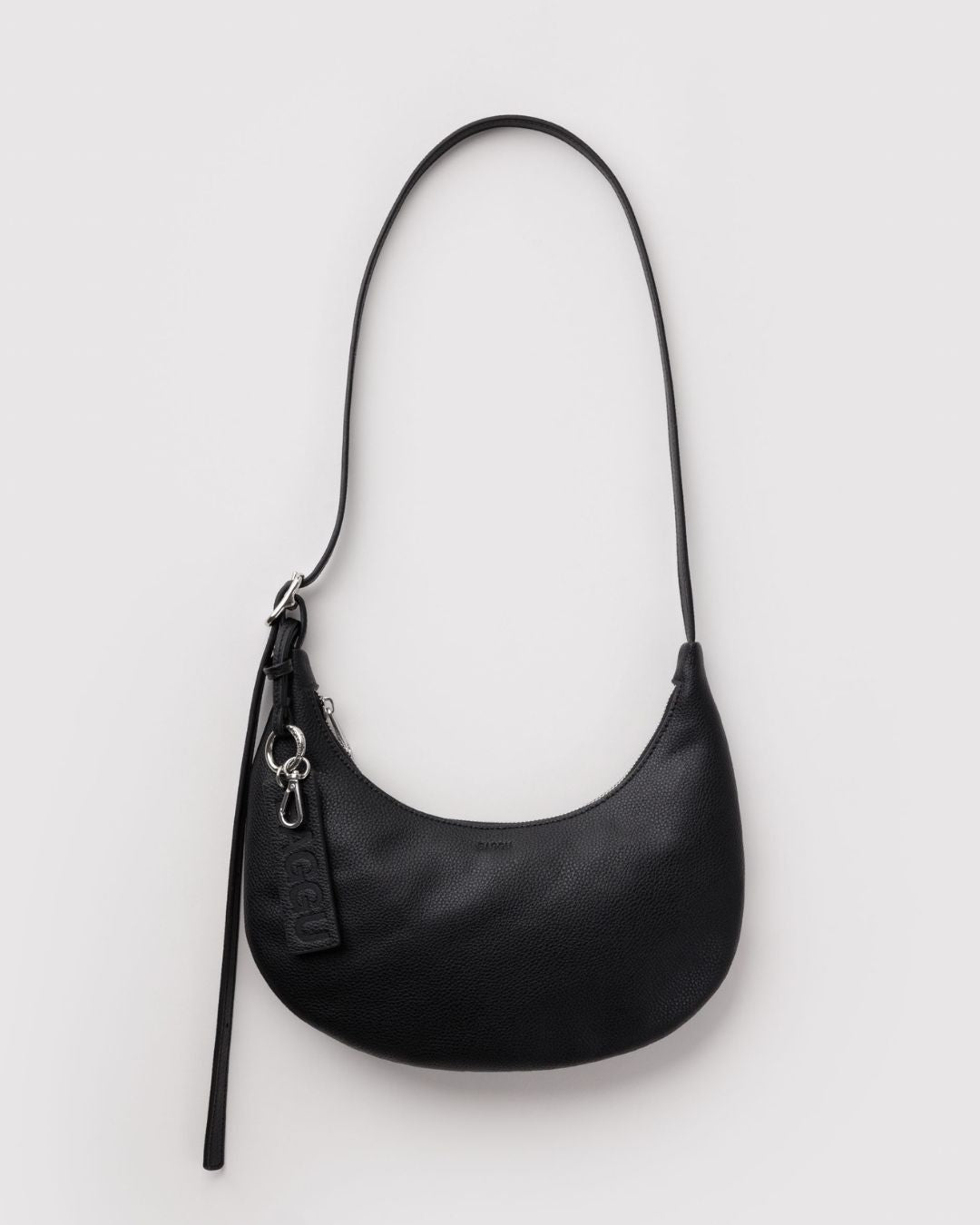 Black Small Recycled Leather Flat Crescent
