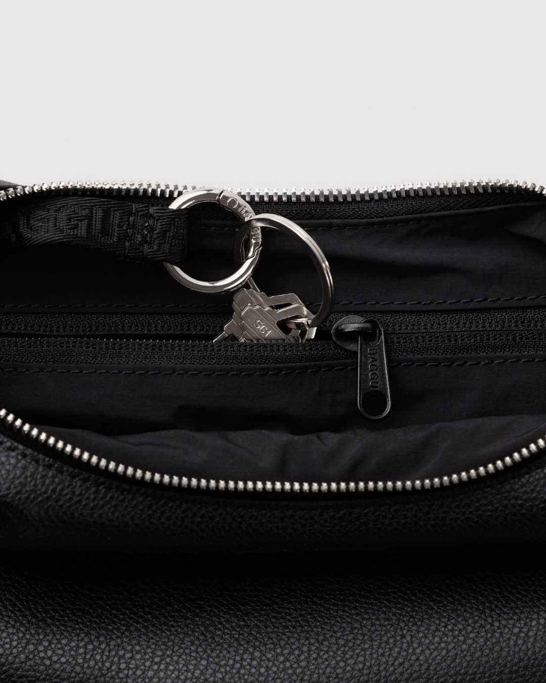 Black Small Recycled Leather Flat Crescent
