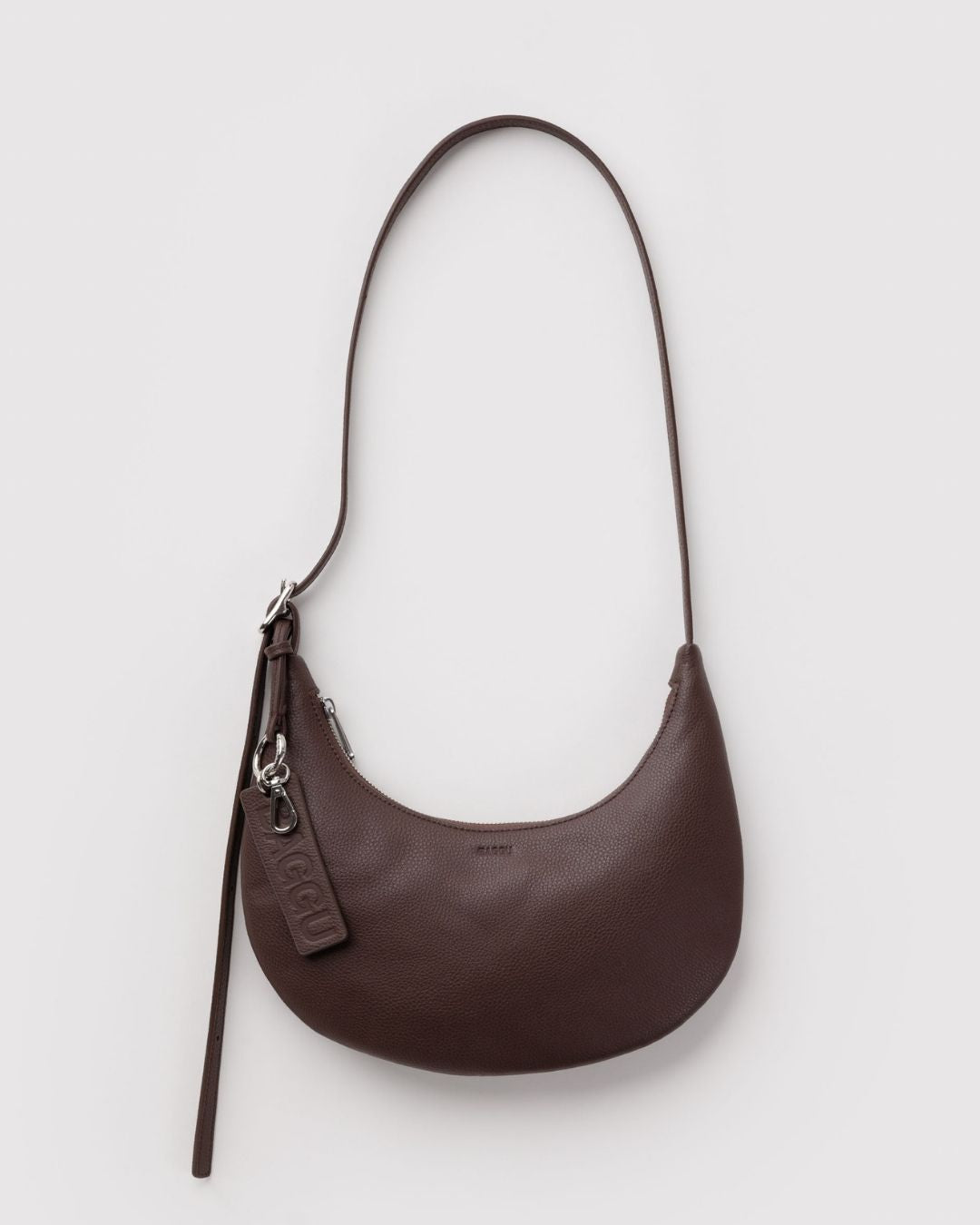 Brown Small Recycled Leather Flat Crescent