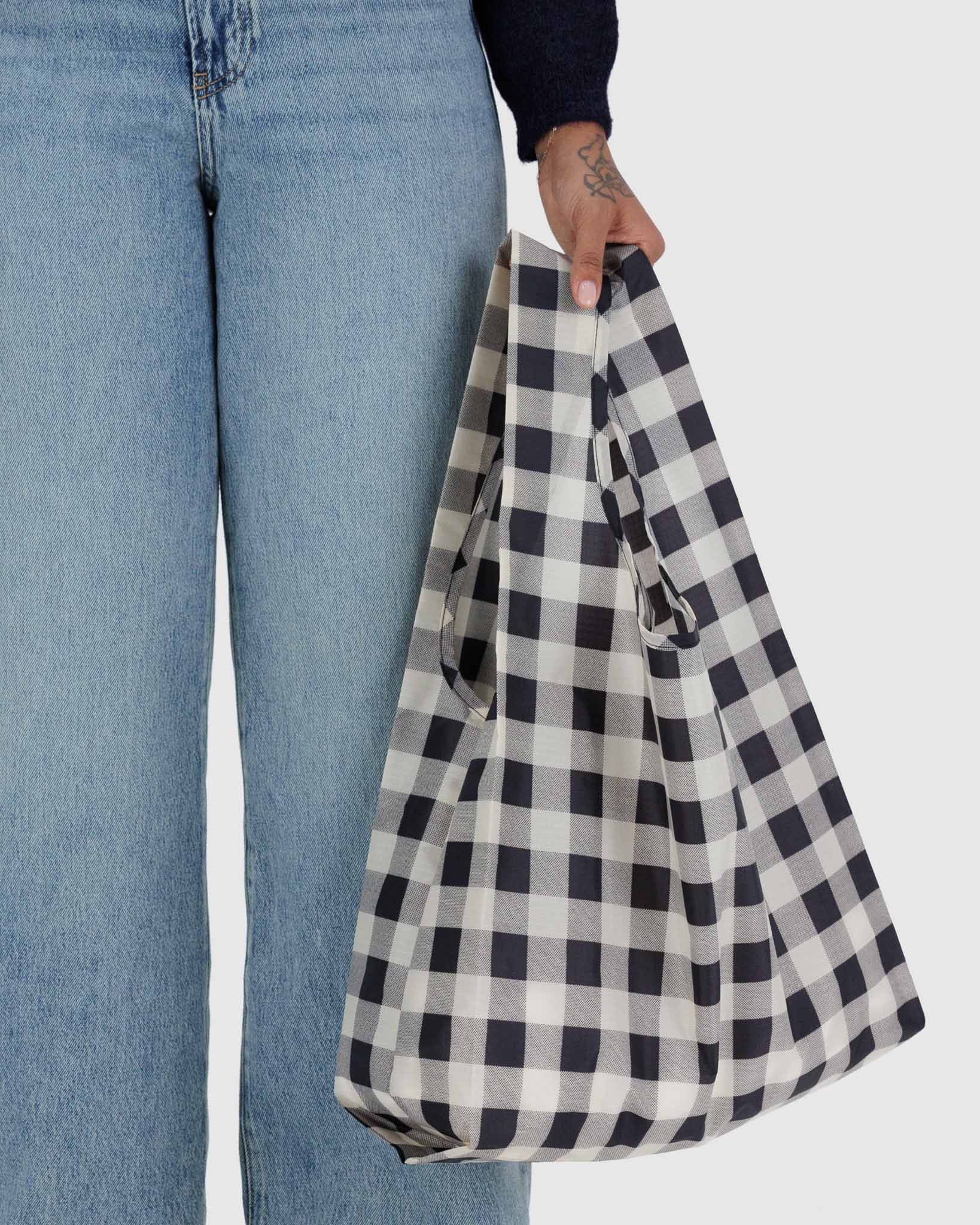 Black & White Big Check Standard BAGGU | BAGGU | Shopping Tote Bag