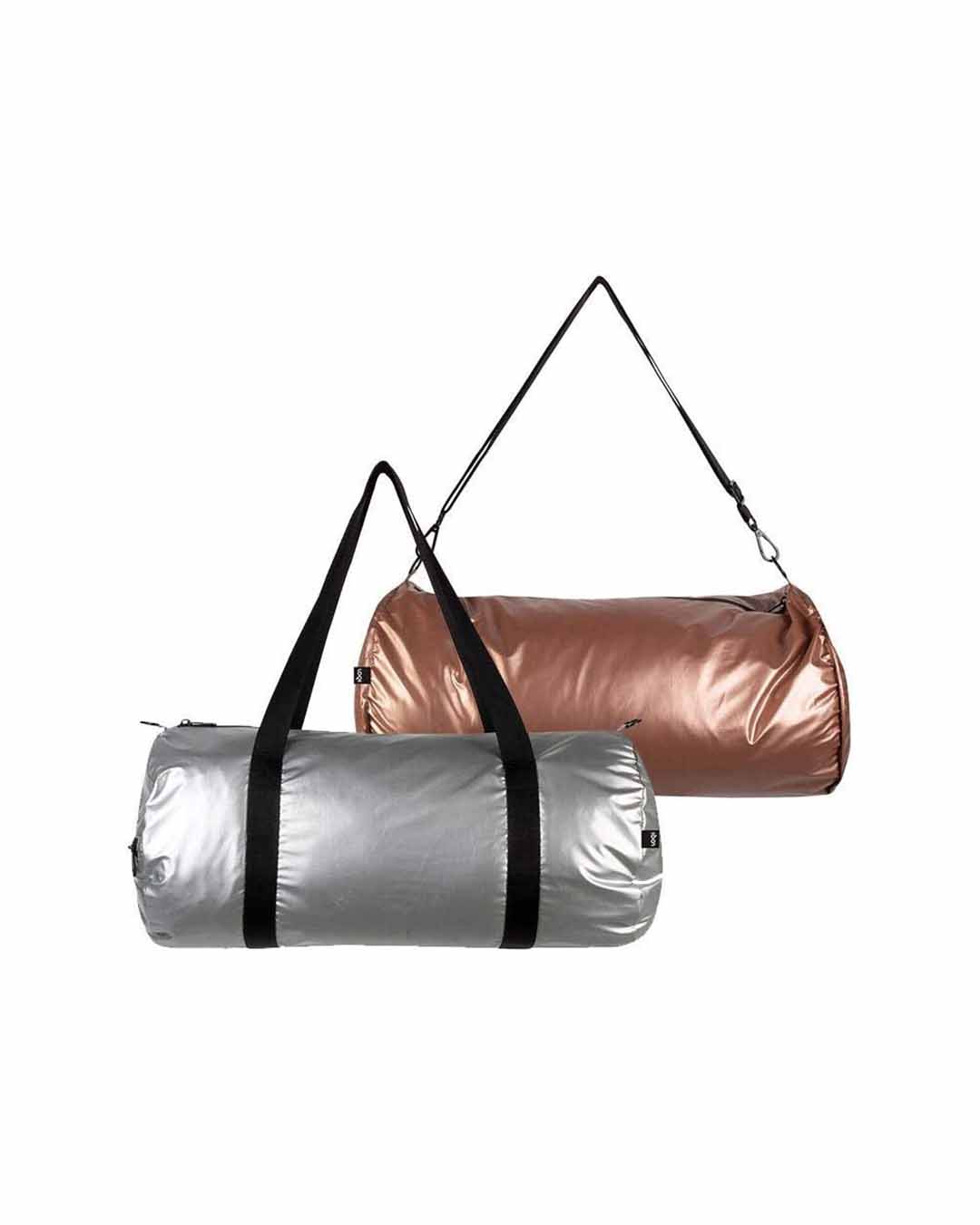 Silver and Rose Gold Reversible Weekender Bag | LOQI | Travel + Overnight Bag