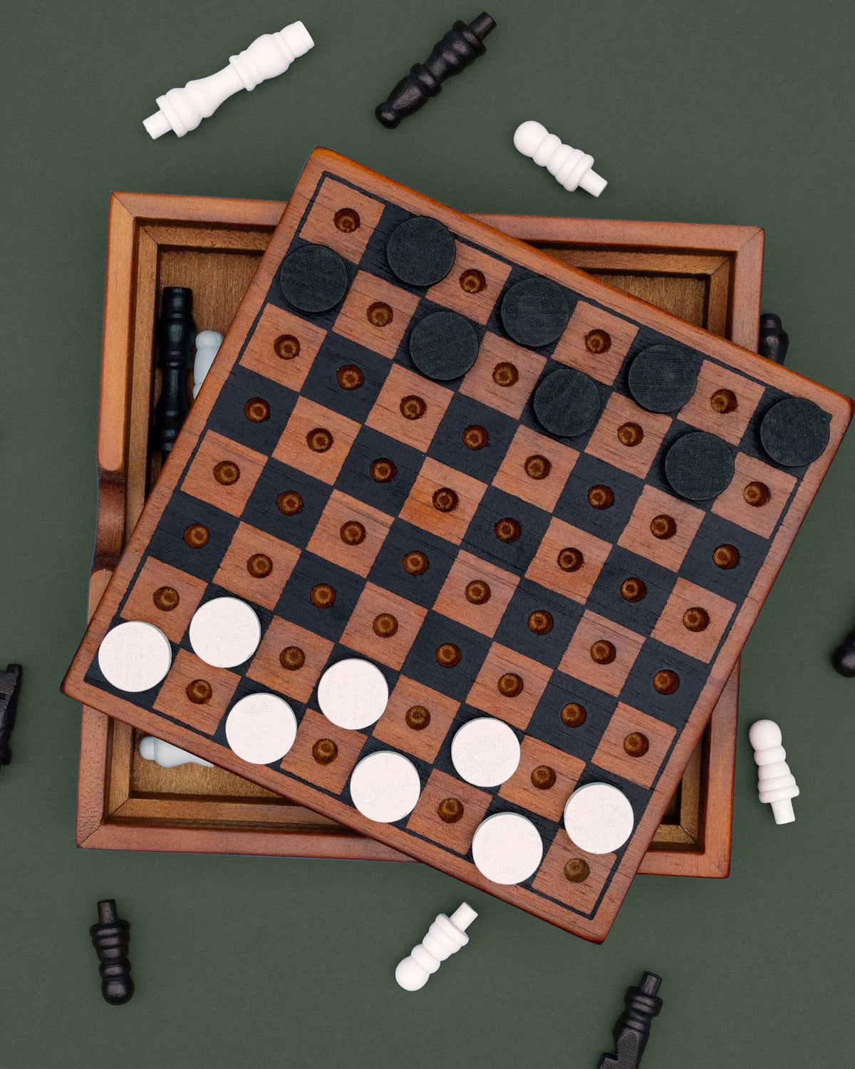 Iron & Glory Wooden Chess & Checkers Set