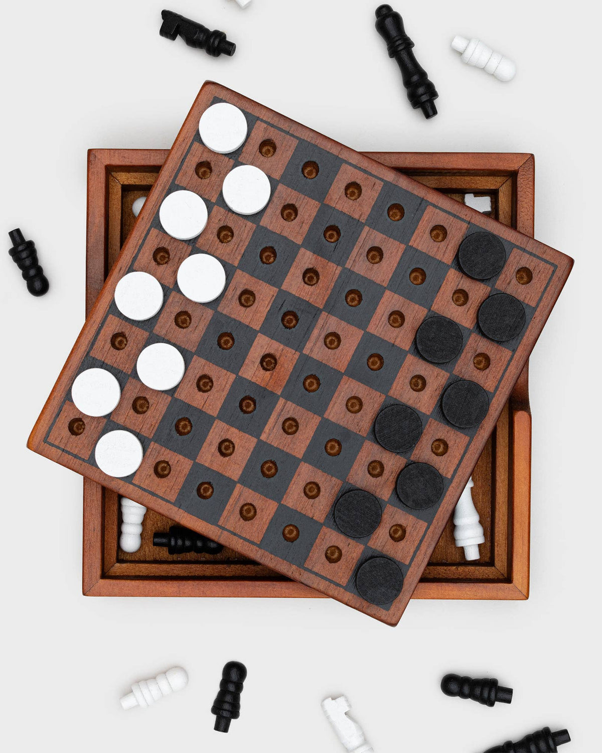 Iron & Glory Wooden Chess & Checkers Set