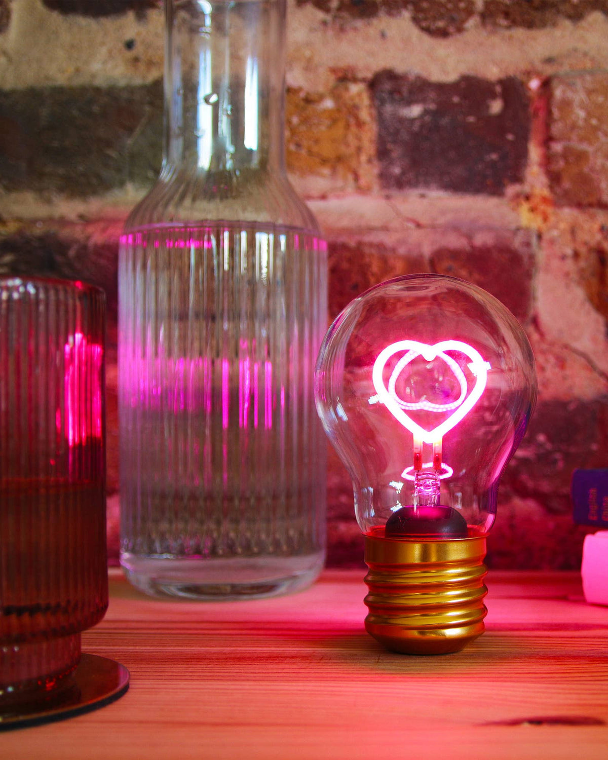Pink Heart Cordless Lightbulb