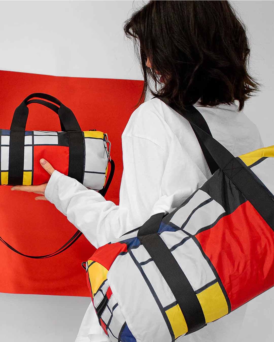 Composition by Piet MONDRIAN Recycled Weekender Bag | LOQI | Travel + Overnight Bag