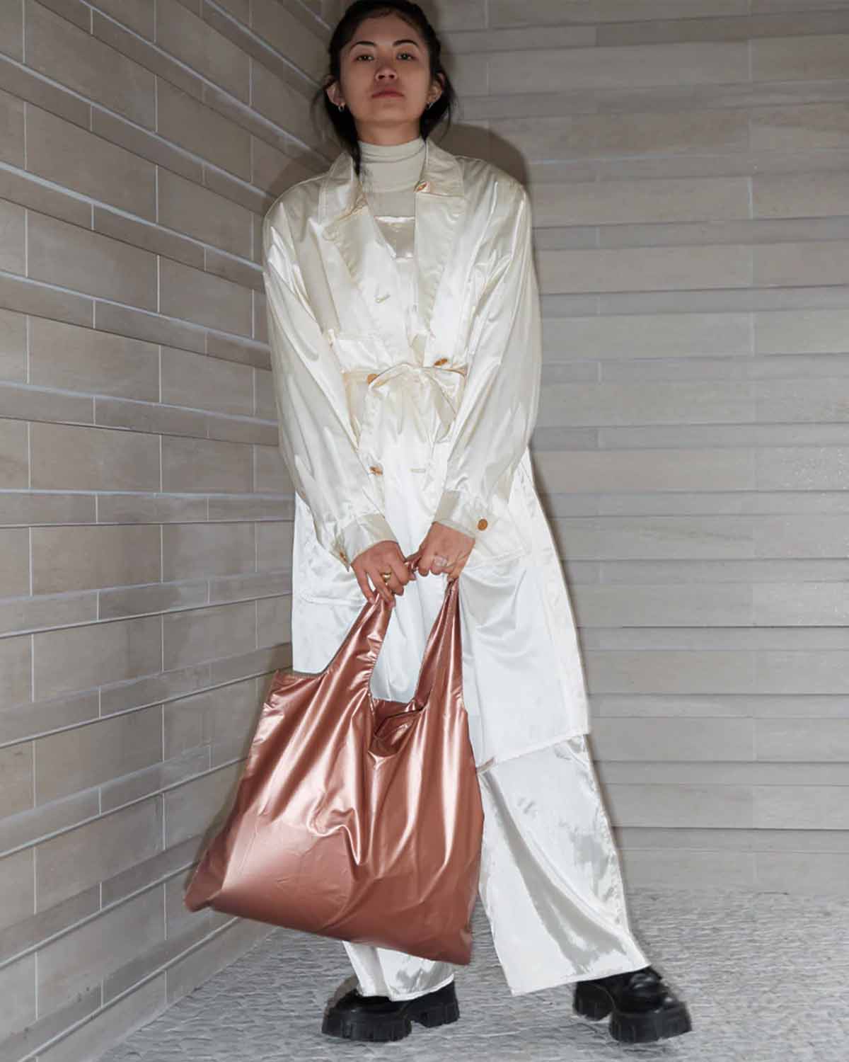 Metallic Matt Rose Gold Reusable Bag | LOQI | Shopping Tote Bag