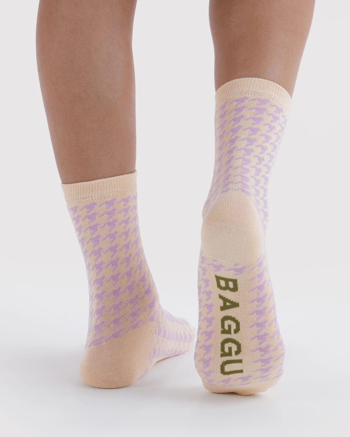 Pink Houndstooth Crew Sock