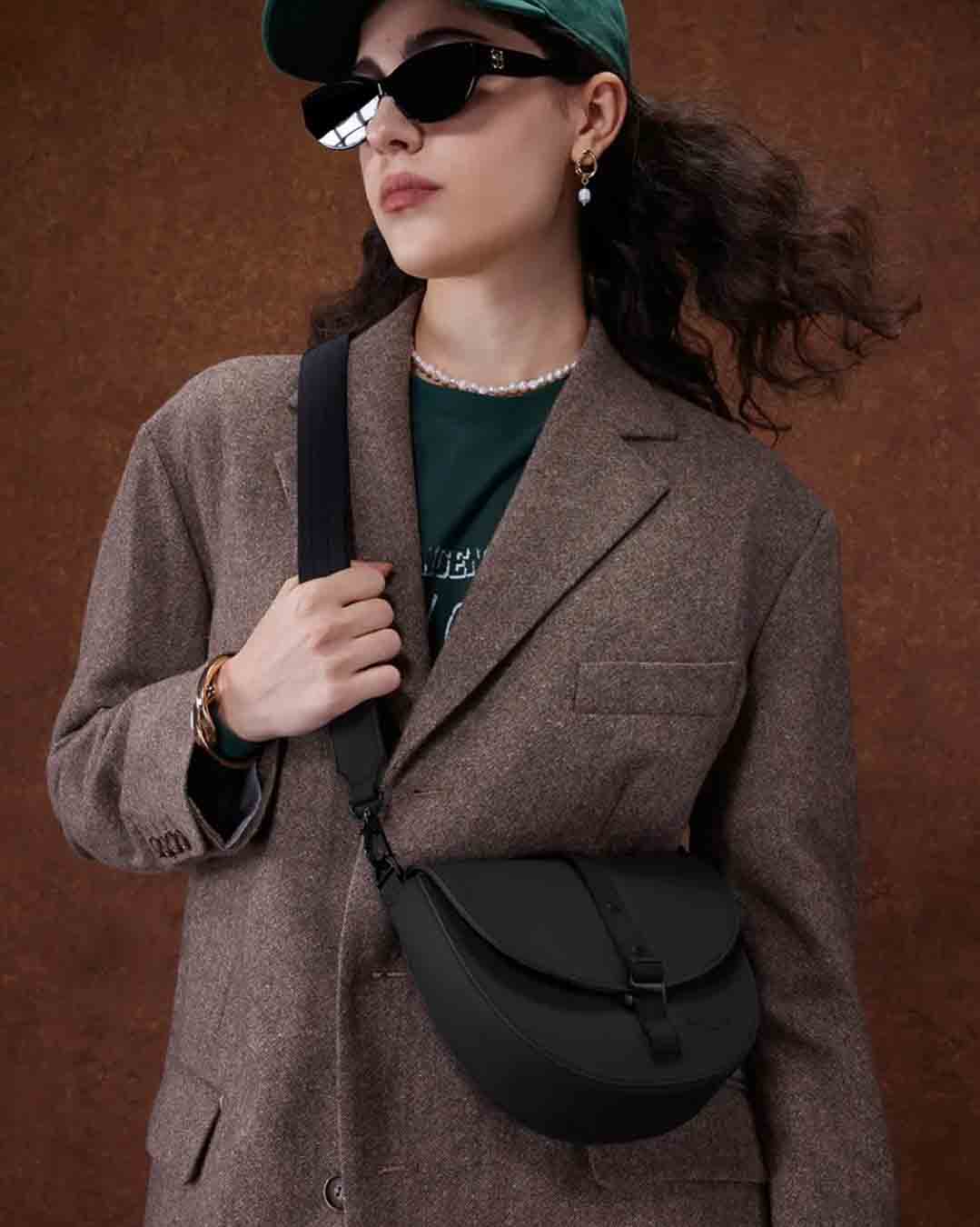Black Spläsh Moon Waterproof Crossbody Bag
