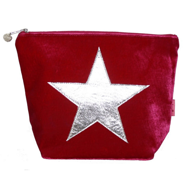 Large Velvet Star Cosmetic Bag Hot Pink Keep Kind