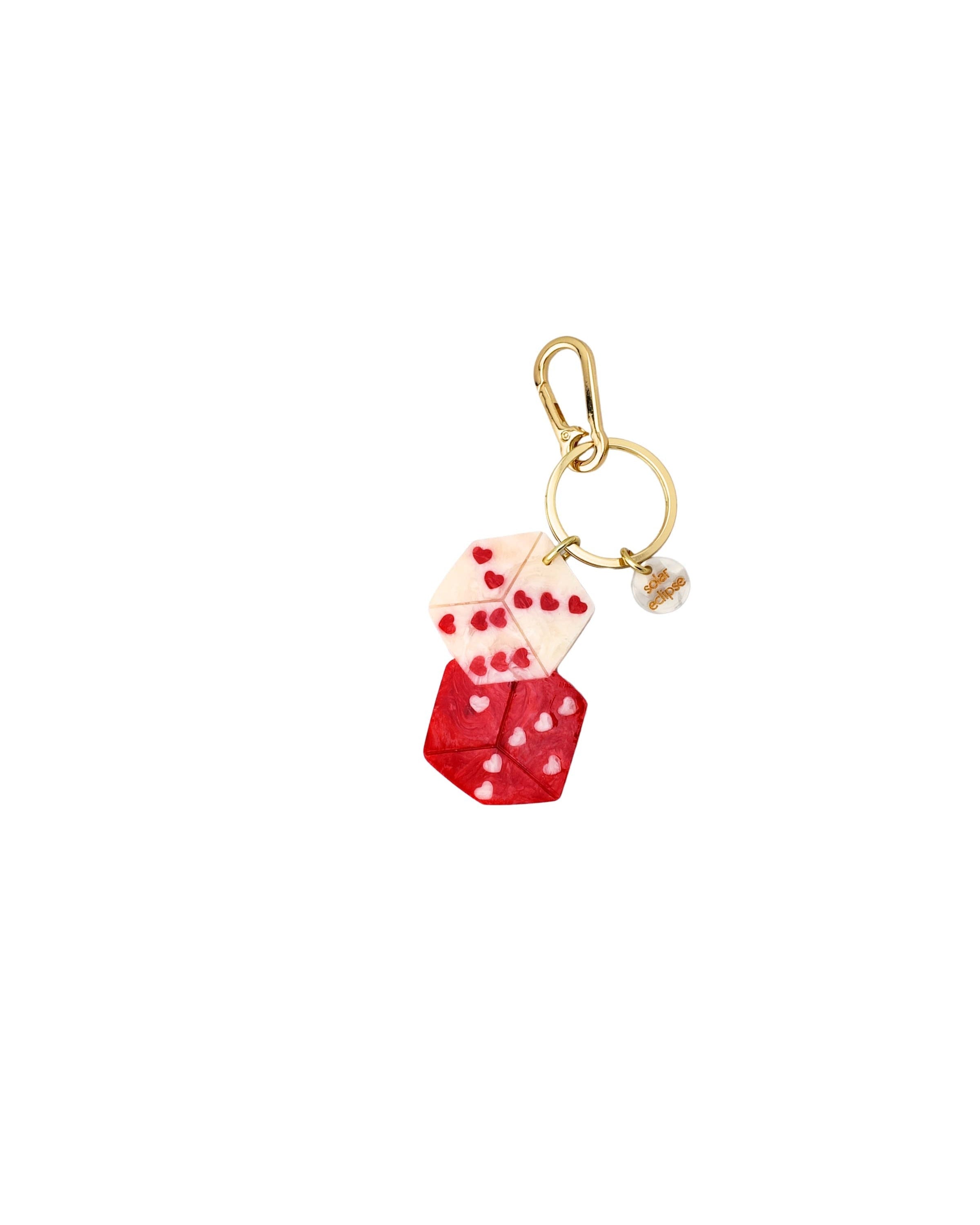 White Hand-painted Lucky Dice Bag Charm + Keychain | Solar Eclipse | Bag Charm