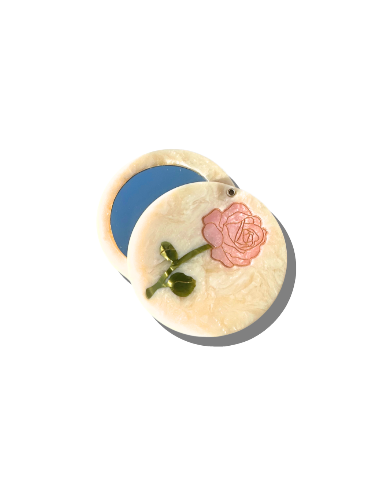 Hand-painted Spring Rose Stem Compact Mirror | Solar Eclipse | Mirrors