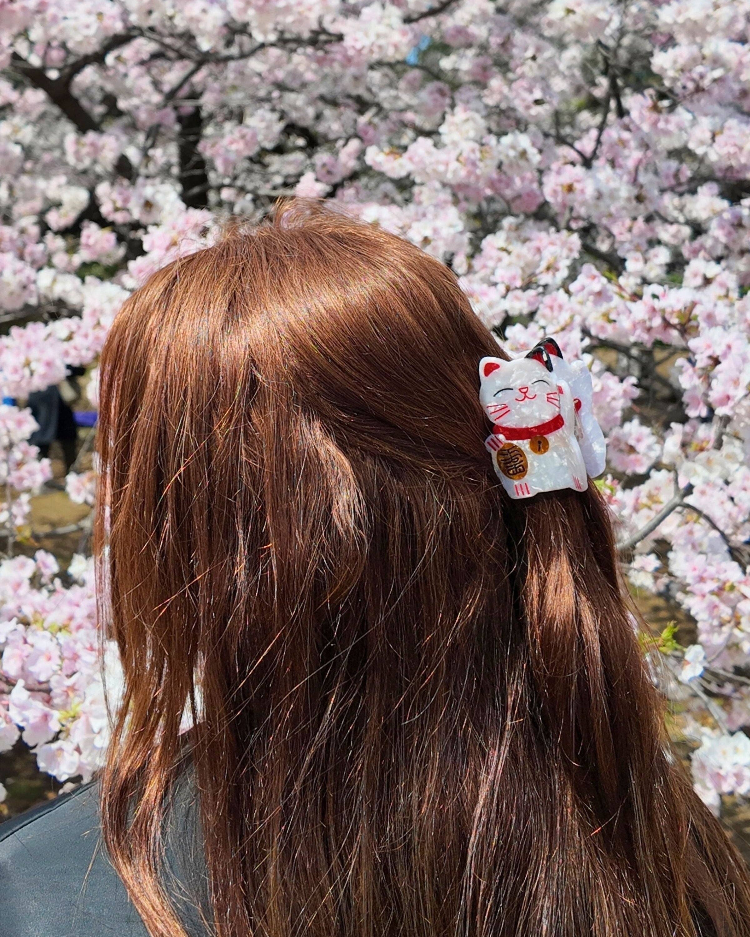 Hand-painted Lucky Cat Claw Hair Clip | Solar Eclipse | Hair Accessories