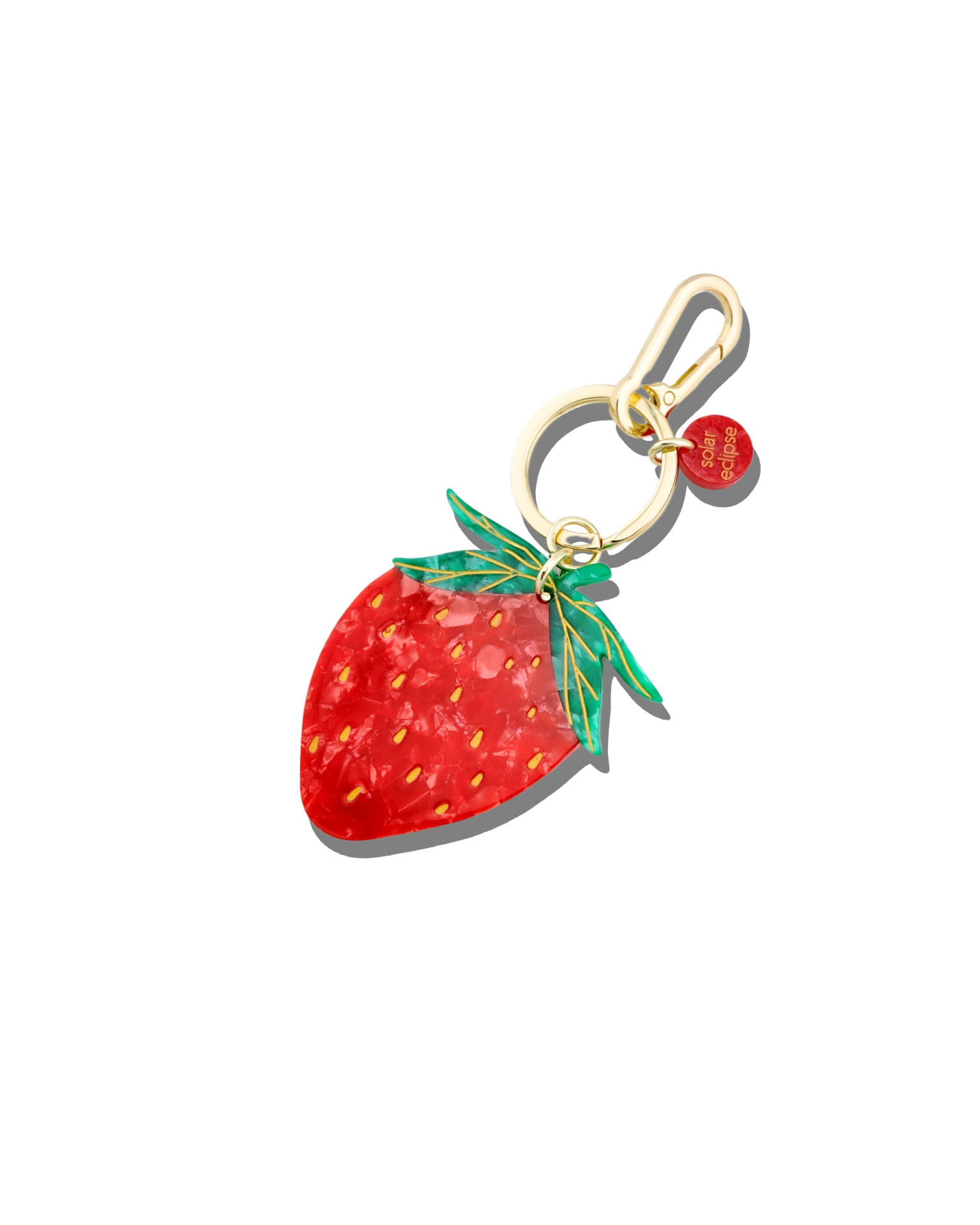 Hand-painted Strawberry Bag Charm +  Keychain | Solar Eclipse | Keychains + Key Rings