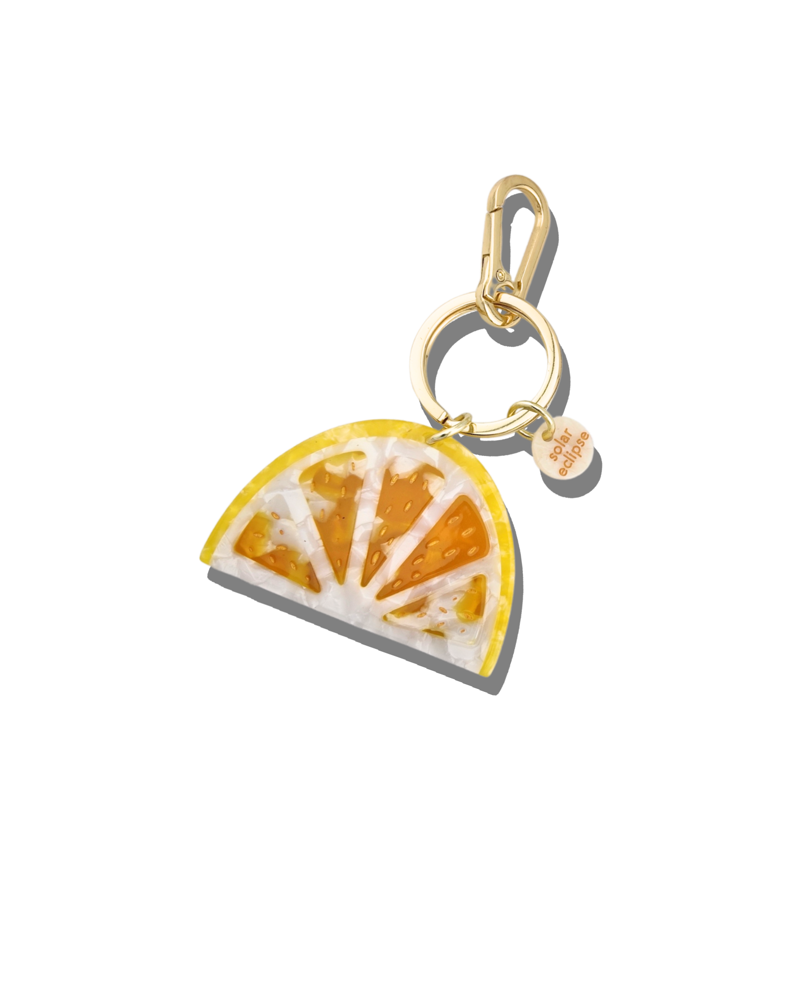 Lemon Hand-painted Citrus Slice Bag Charm + Keychain | Solar Eclipse | Bag Charm